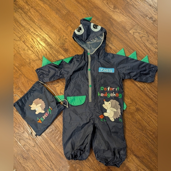 Navy Dinosaur Toddler Rain Suit for size small - Picture 10 of 11